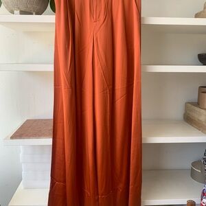 Banana Republic 100% silk  Orange pleated wide leg pants new with tags NWT